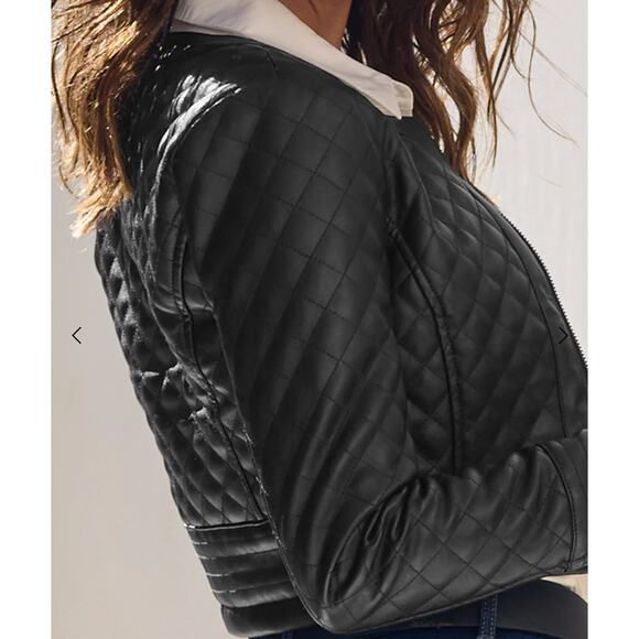 New with tags, VENUS Faux-Leather Quilted Jacket Black, Size 16 - Picture 4 of 14